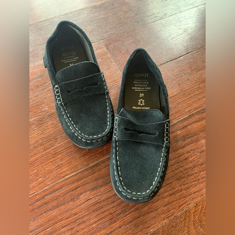 Geox Black Suede Kids Dress Loafers